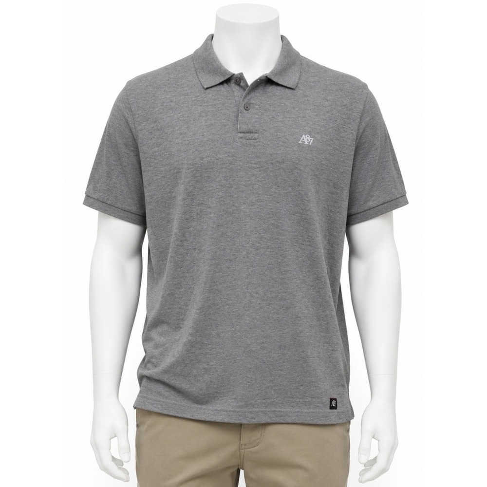 AEROPOSTALE Men's Short Sleeve Polo Shirt Heathered Gray 2XL Preppy Sporty Y2K
